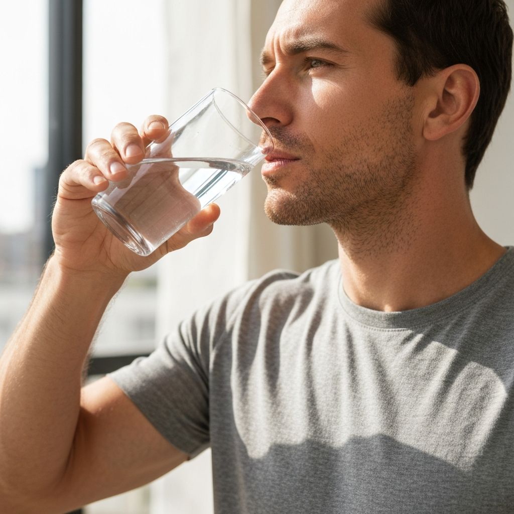 Man drinking fresh water for hydration
